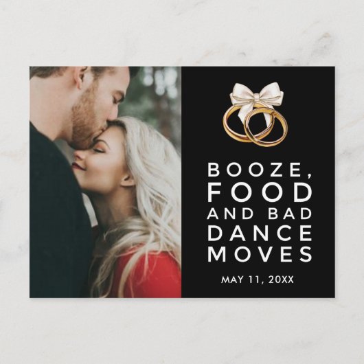 Funny Foto QR Code Hochzeit speichern Sie das Datu Ankündigungspostkarte (Vorderseite)