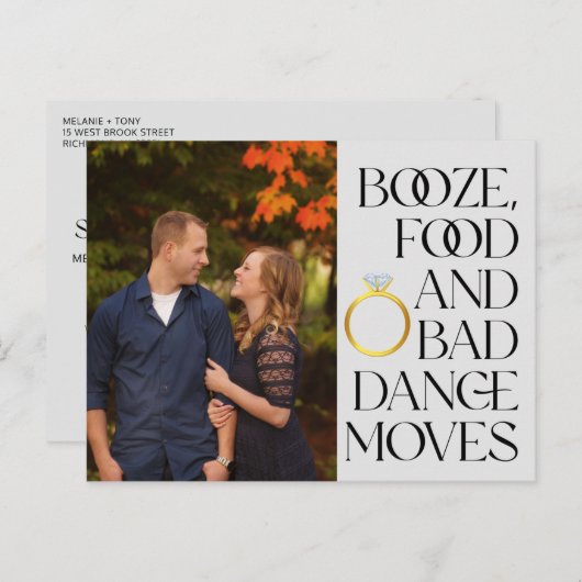 Funny Foto QR Code Hochzeit Speichern Sie das Datu Ankündigungspostkarte (Vorne/Hinten)