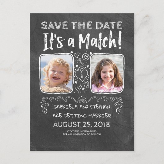 Funny Foto Save the Date - Es ist ein Match Ankündigungspostkarte (Vorderseite)