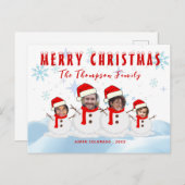 Funny Foto Snowman Family Postkarte (Vorne/Hinten)