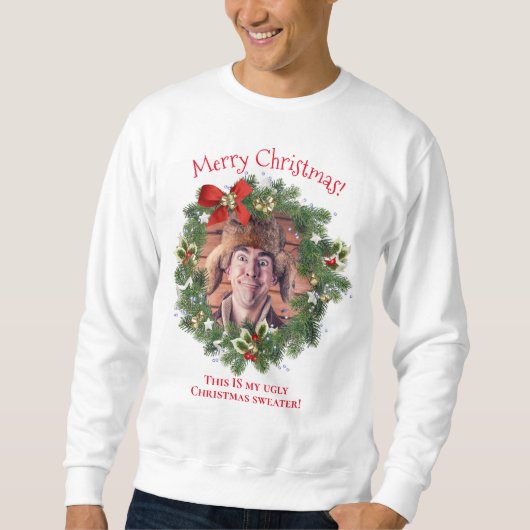 Funny Foto Ugge Weihnachtsfeiertag Wreath Sweatshirt (Vorderseite)