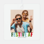 Funny Foto Weihnachts-AF Ornament Aus Metall (Vorderseite)