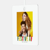 Funny Foto Weihnachts-AF Ornament Aus Metall (Vorderseite links)