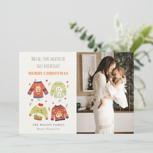 Funny Foto Winter Weihnachten Hört Ugly Sweater (Stehend Vorderseite)