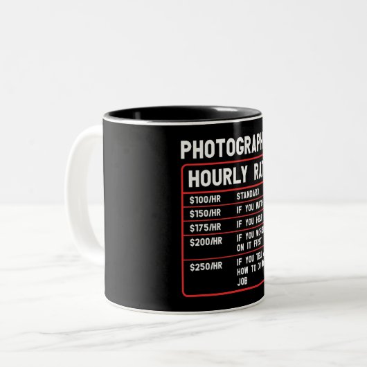Funny Fotograf Stundensatz Tasse (Vorderseite Links)