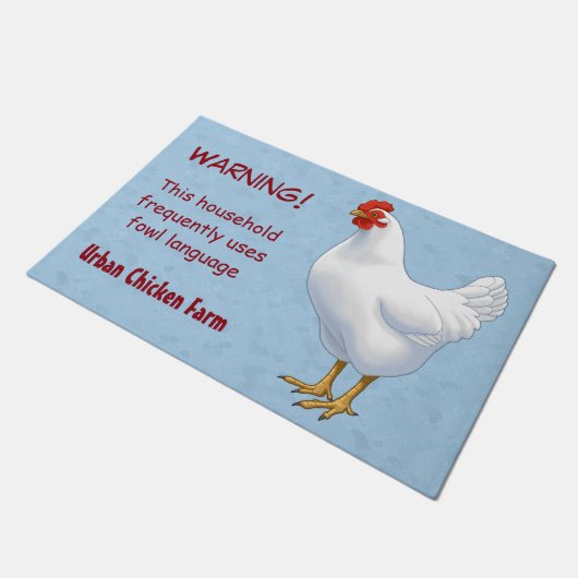 Funny Fowl Language Urban Chicken Bauer Fußmatte (Schrägansicht)