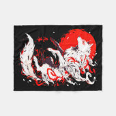 Funny Fox Animal Cute Okami Basic Japan Style Retr Fleecedecke (Vorderseite (Horizontal))