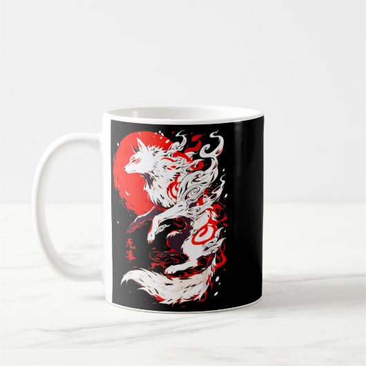 Funny Fox Animal Cute Okami Basic Japan Style Retr Kaffeetasse (Links)