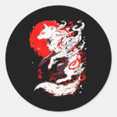 Funny Fox Animal Cute Okami Basic Japan Style Retr Runder Aufkleber (Vorderseite)