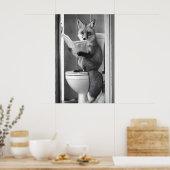 Funny Fox Bathroom Print, Reading Newspaper Poster (Küche)