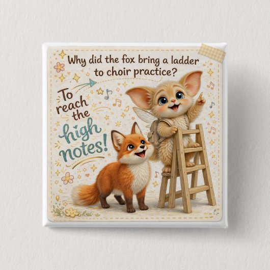 Funny Fox Dad Joke Button (Vorderseite)