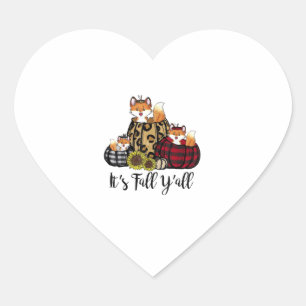Funny Fox Es ist Herbst Y'all Erntedank Tierische Herz-Aufkleber
