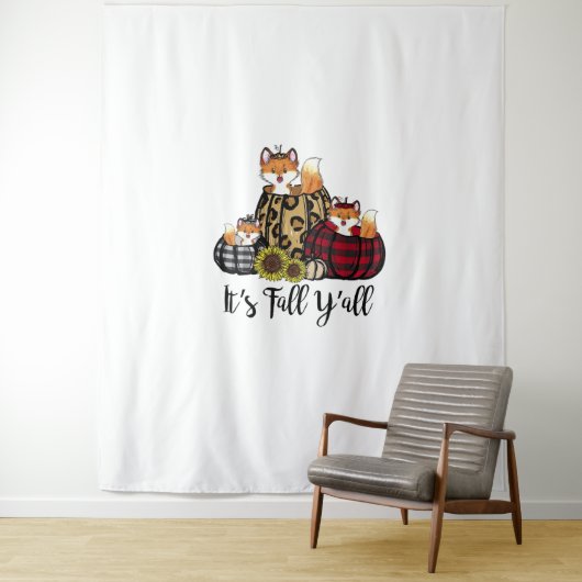 Funny Fox Es ist Herbst Y'all Erntedank Tierische  Wandteppich (Beispiel)