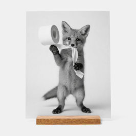 Funny Fox Holding Toilet Paper Minimalist Wildlife Acrylschild