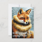 Funny Fox in Mink New Year's Eve Einladung (Vorderseite)