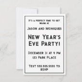 Funny Fox in Mink New Year's Eve Einladung (Rückseite)