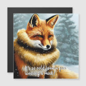 Funny Fox in Mink New Year's Eve Magneteinladung (Vorne/Hinten)