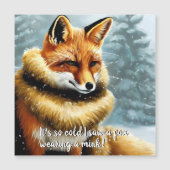 Funny Fox in Mink New Year's Eve Magneteinladung (Vorderseite)
