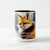 Funny Fox in Mink New Year's Eve Zweifarbige Tasse (Mittel)