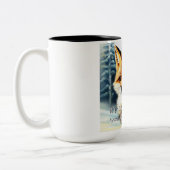 Funny Fox in Mink New Year's Eve Zweifarbige Tasse (Links)