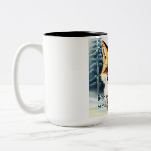 Funny Fox in Mink New Year's Eve Zweifarbige Tasse (Links)