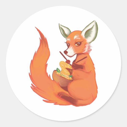 Funny Fox Knitter Runder Aufkleber (Vorderseite)