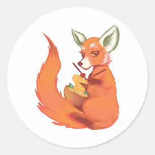 Funny Fox Knitter Runder Aufkleber