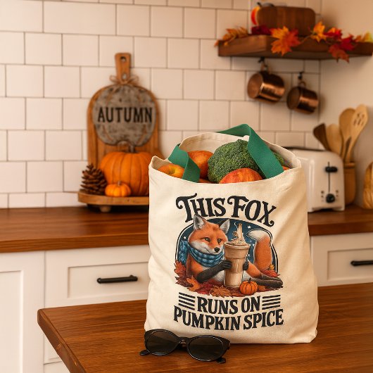 Funny Fox Pumpkin Spice Fall Coffee Humor Tragetasche