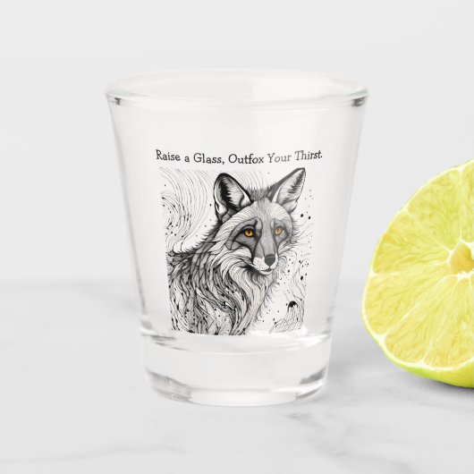 Funny Fox Schwarz-weiße Tinte individuell angepass Schnapsglas (Vorderseite)