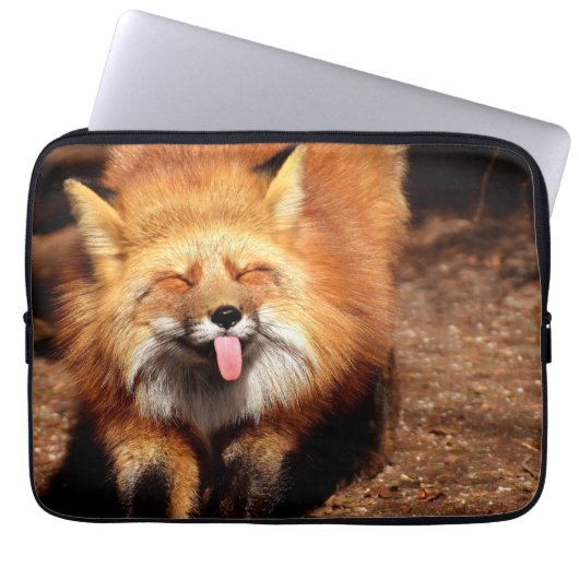 Funny Fox Sticken Es ist Zunge-Out Laptopschutzhülle (Vorderseite)