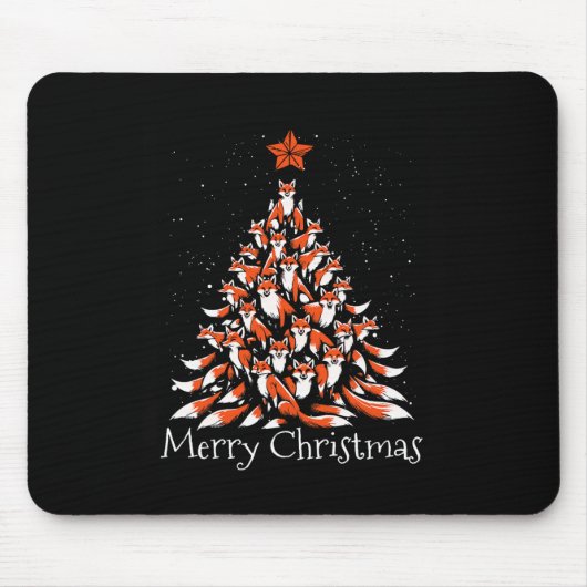 Funny Fox Weihnachtsbaum Füchse Xmas Mousepad (Vorne)