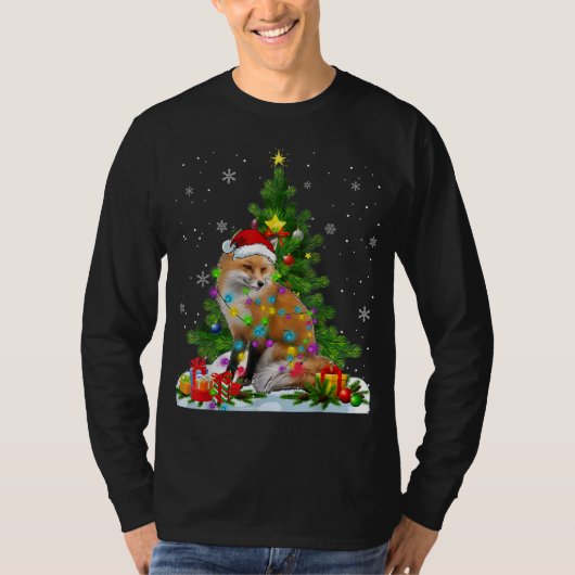 Funny Fox Weihnachtsbaum T-Shirt (Vorderseite)