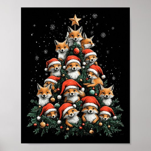 Funny Fox Weihnachtsfochse Weihnachtsbaum Fox Love Poster (Vorne)