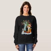 Funny Fox Xmas Tree Lighting Weihnachtsmannmütze F Sweatshirt (Vorne ganz)