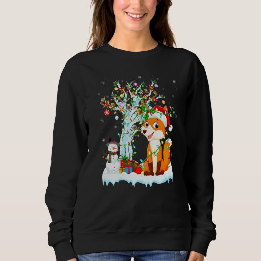 Funny Fox Xmas Tree Lighting Weihnachtsmannmütze F Sweatshirt (Vorderseite)