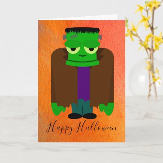 Funny franken monster Halloween thema Karte (Gelbe Blume)