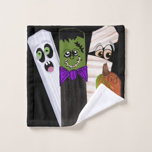 Funny Frankenstein Ghost Pumpkin Invisible Man Badhandtuch Set (Waschlappen)