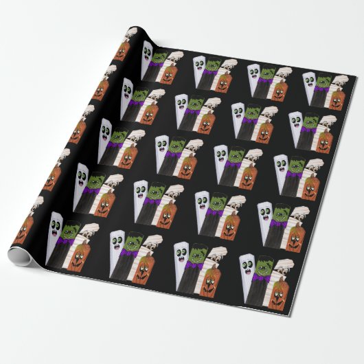 Funny Frankenstein Ghost Pumpkin Invisible Man Geschenkpapier (Ungerollt)