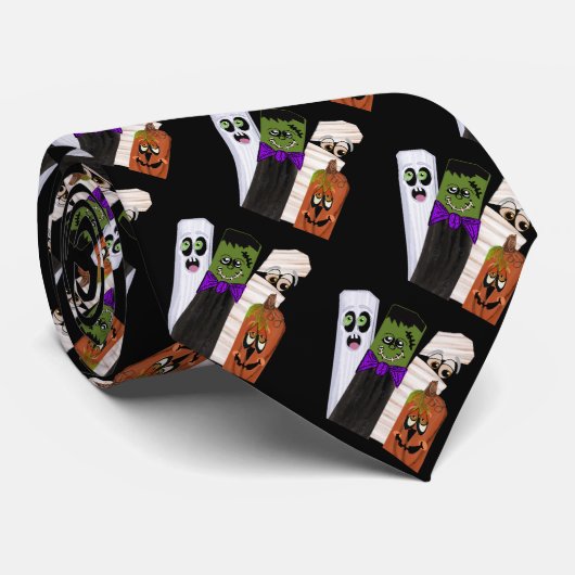 Funny Frankenstein Ghost Pumpkin Invisible Man Krawatte (Gerollt)