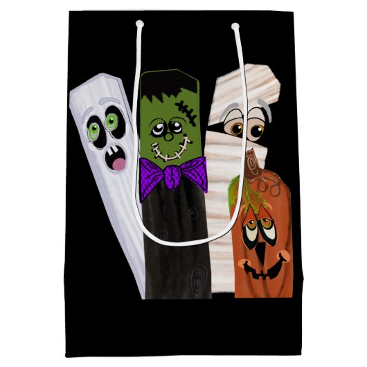 Funny Frankenstein Ghost Pumpkin Invisible Man Mittlere Geschenktüte (Rückseite)