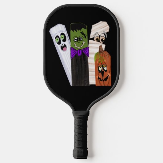 Funny Frankenstein Ghost Pumpkin Invisible Man Pickleball Schläger (Rückseite)