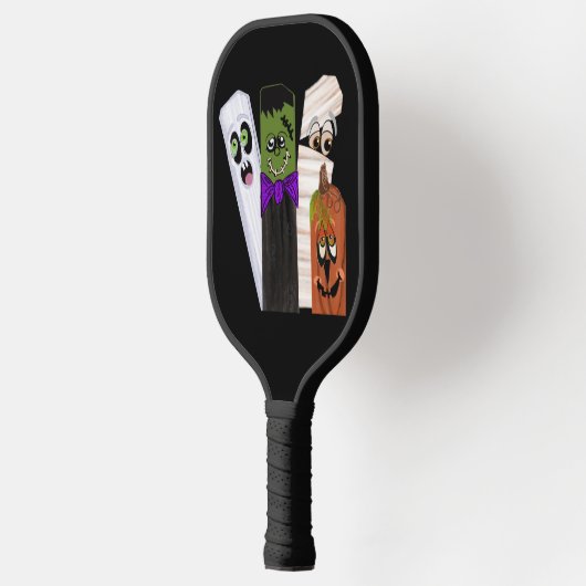 Funny Frankenstein Ghost Pumpkin Invisible Man Pickleball Schläger (Links)