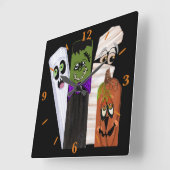 Funny Frankenstein Ghost Pumpkin Invisible Man Quadratische Wanduhr (Winkel)