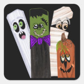 Funny Frankenstein Ghost Pumpkin Invisible Man Quadratischer Aufkleber (Vorderseite)