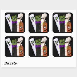 Funny Frankenstein Ghost Pumpkin Invisible Man Quadratischer Aufkleber