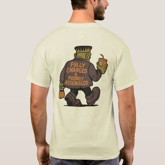 Funny Frankenstein Halloween Cartoon Design T-Shirt (Rückseite)