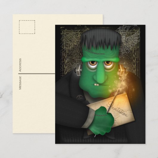Funny Frankenstein Halloween Postkarte (Vorne/Hinten)