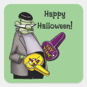 Funny Frankenstein Halloween Square Stickers (Vorderseite)
