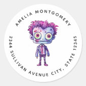 Funny Frankenstein Monster Halloween Spaß - Adress Runder Aufkleber (Vorderseite)