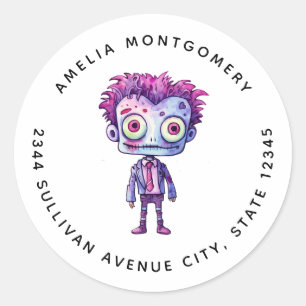 Funny Frankenstein Monster Halloween Spaß - Adress Runder Aufkleber